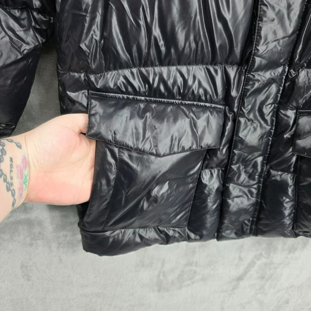 The North Face Nanuk Parka Mens Goose Down Puffer Jacket 600 Fill Shiny Black